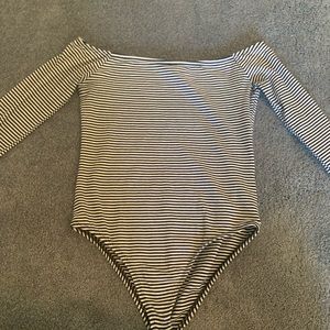 Striped off the shoulder bodysuit